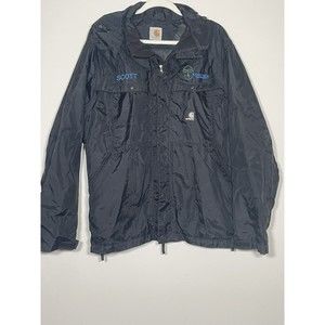 *Personalized* Carhartt Mens Black Hooded Full Zip Windbreaker Jacket Size Large